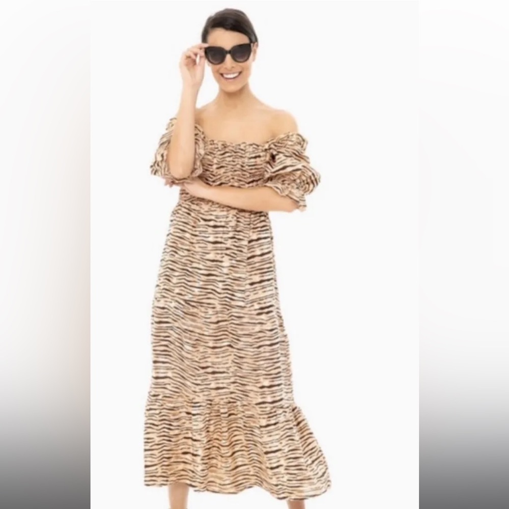 Faithfull The Brand - Wyldie Animal Print Linen MIDI Dress